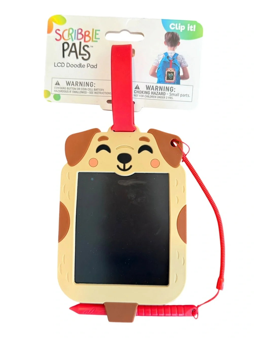 Scribble Pals Puppy LCD Doodle Pad - Beige & Brown with Red Stylus